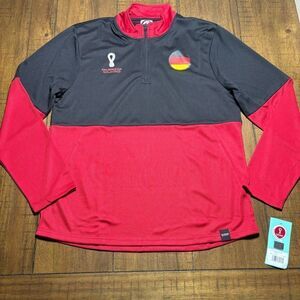 FIFA World Cup Germany National Team 1/4 Zip Sweatshirt Mens Large Black Red NWT